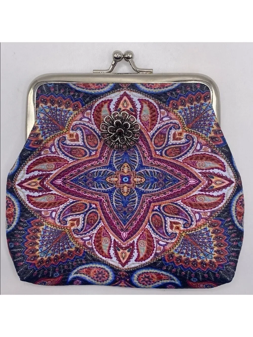 Blue & Red Paisley Snap Jewelry Change Purse with & Burgandy Floral Snap! VIDEO!